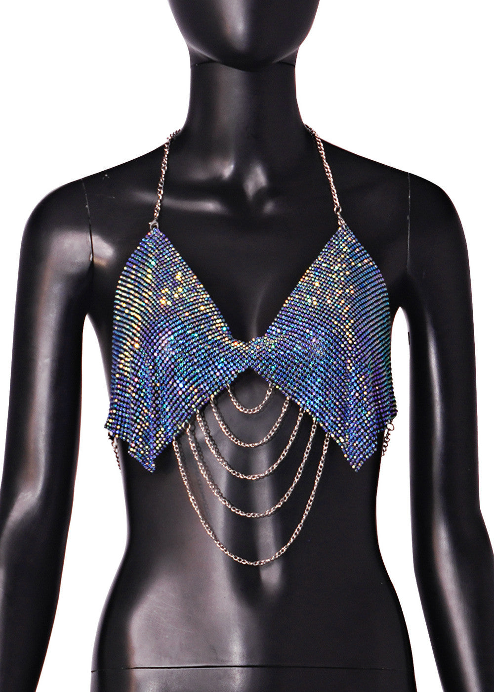 Sexy Rhinestone Strap Type Slim Fit Nightclub All Match Backless Corset Vest