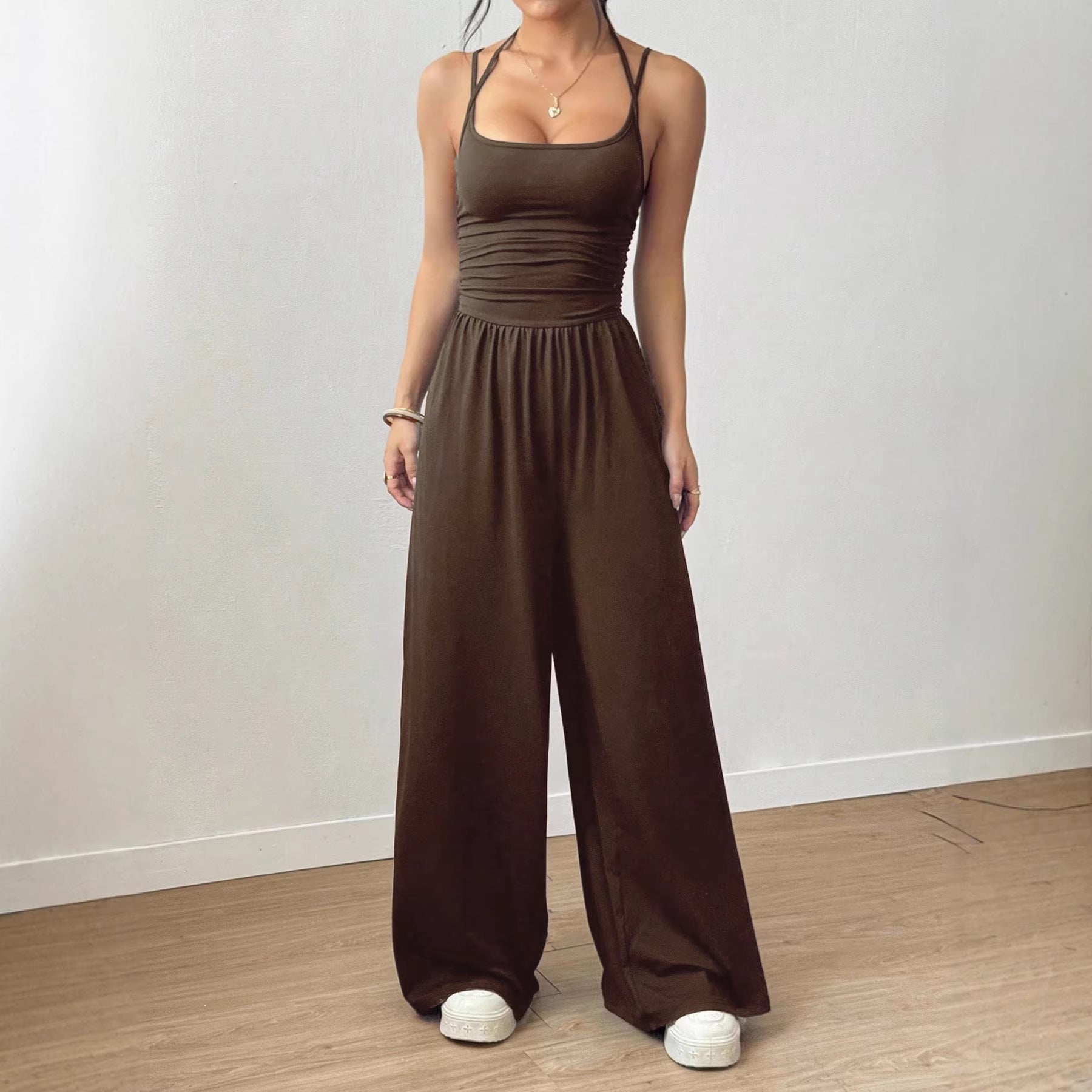 Bella Mia Suspender Women Casual Summer Wide Leg Loose Wrapped Chest Nipped Waist Jumpsuit — main product shot