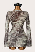 Autumn Sexy Animal Pattern Printed Long Sleeved Top Skirt Two Piece Sets