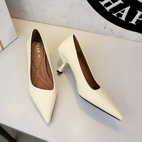 French Work Comfortable All Match Office Work Pointed High Heels Women Stiletto Heel Non Wear Feet Classy Shoes