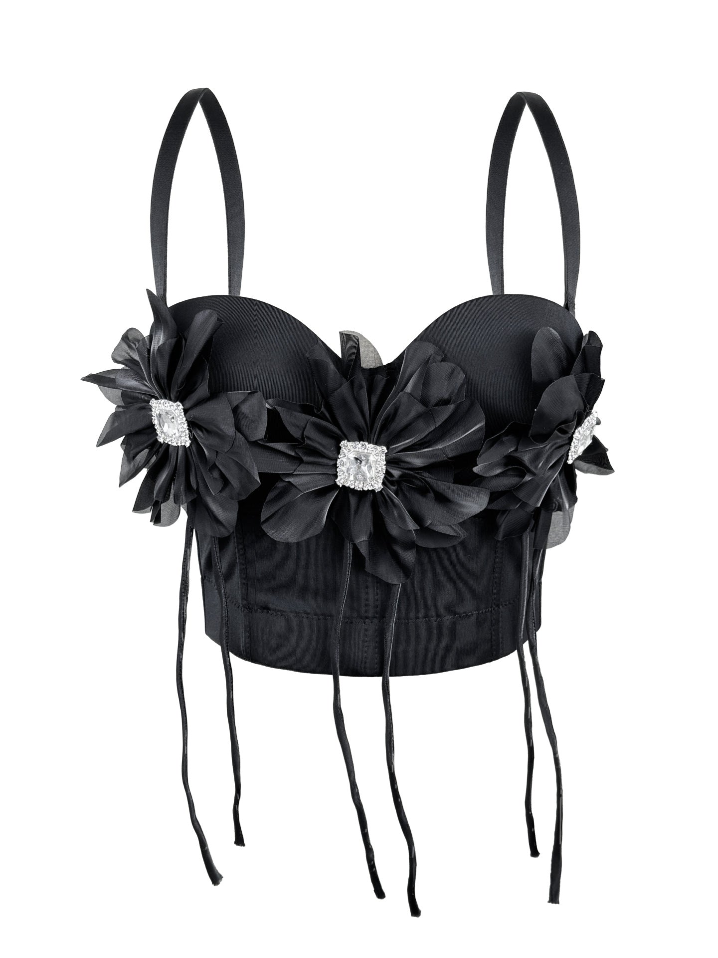Handmade Floral Rhinestone Boning Corset Bra Slimming Slim Fit with Brassiere Pad Camisole Pure Want to Wear Boning Corset Top for Women