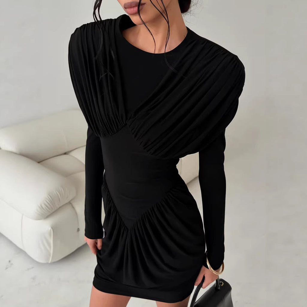 Bella Mia Niche Black Elegant Dress Slim Waist Spring Women Clothing — main product shot
