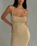 Mid Length Tight Knitted Dress Summer Sexy Slit Camisole Dress