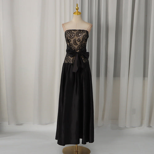Summer Elegant Retro Geometry Pattern Pattern Bow Tied High Waist Dress Women
