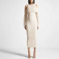 Bella Mia Autumn Elegant Slim Fit Slimming Patchwork Dress Socialite Knitted Dress for Women — alternate view