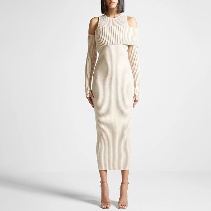 Bella Mia Autumn Elegant Slim Fit Slimming Patchwork Dress Socialite Knitted Dress for Women — main product shot