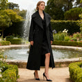 Bella Mia Women French Long Sleeve Loose Diamond Coat Autumn High Sense Show Thin Black Windbreaker — detail and construction
