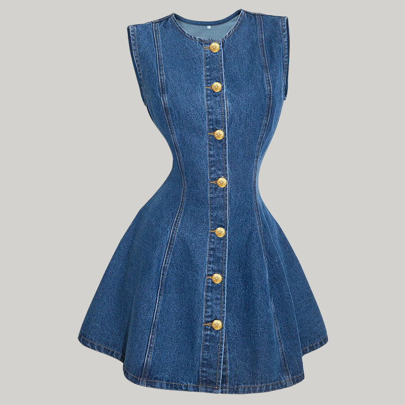 Sleeveless Jeans Cardigan Dress