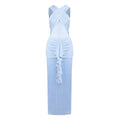 Bella Mia Women Clothing Sexy Solid Color Sling See through Mesh Pleats Cross Dress Vacation — lifestyle context