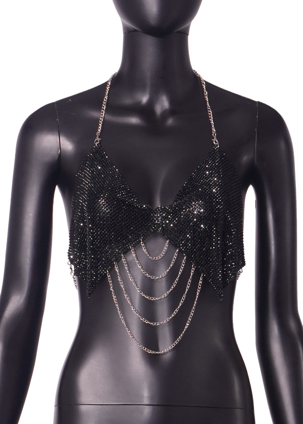 Sexy Rhinestone Strap Type Slim Fit Nightclub All Match Backless Corset Vest