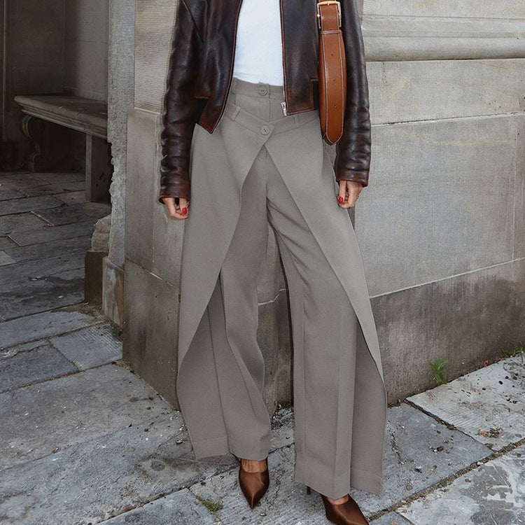 Bella Mia French Minority Design High Waist Trousers Women Clothing Spring Loose Irregular Asymmetric Casual Wide Leg Pants — main product shot
