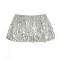 Sexy Sequ Bud Skirt Silver Elastic Personality Street Miniskirt Puffy Skirt