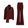 Bella Mia Women Autumn Winter High Grade Elegant Knitted Two Piece Scarf Design Loose Wide Leg Pants Set — detail and construction