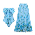 Swimsuit Fresh Bow Floral One Piece Swimsuit Set Women