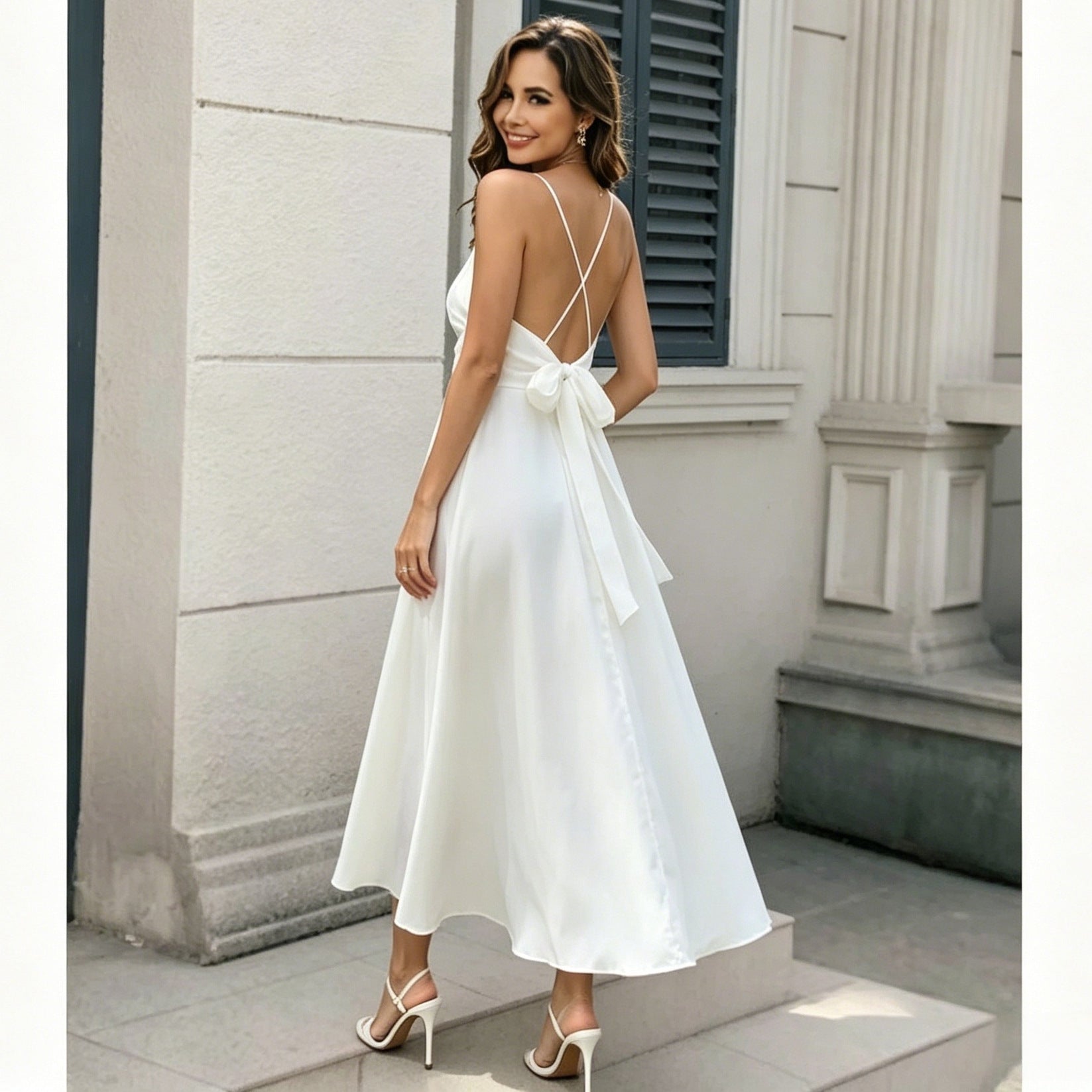 French Strap Fairy Dress Seaside Holiday Dress Summer Beach Camisole Maxi Dress for Women