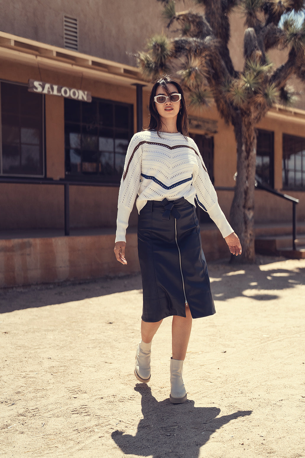 profile-nyc LEATHER ZIPPER SKIRT — lifestyle context