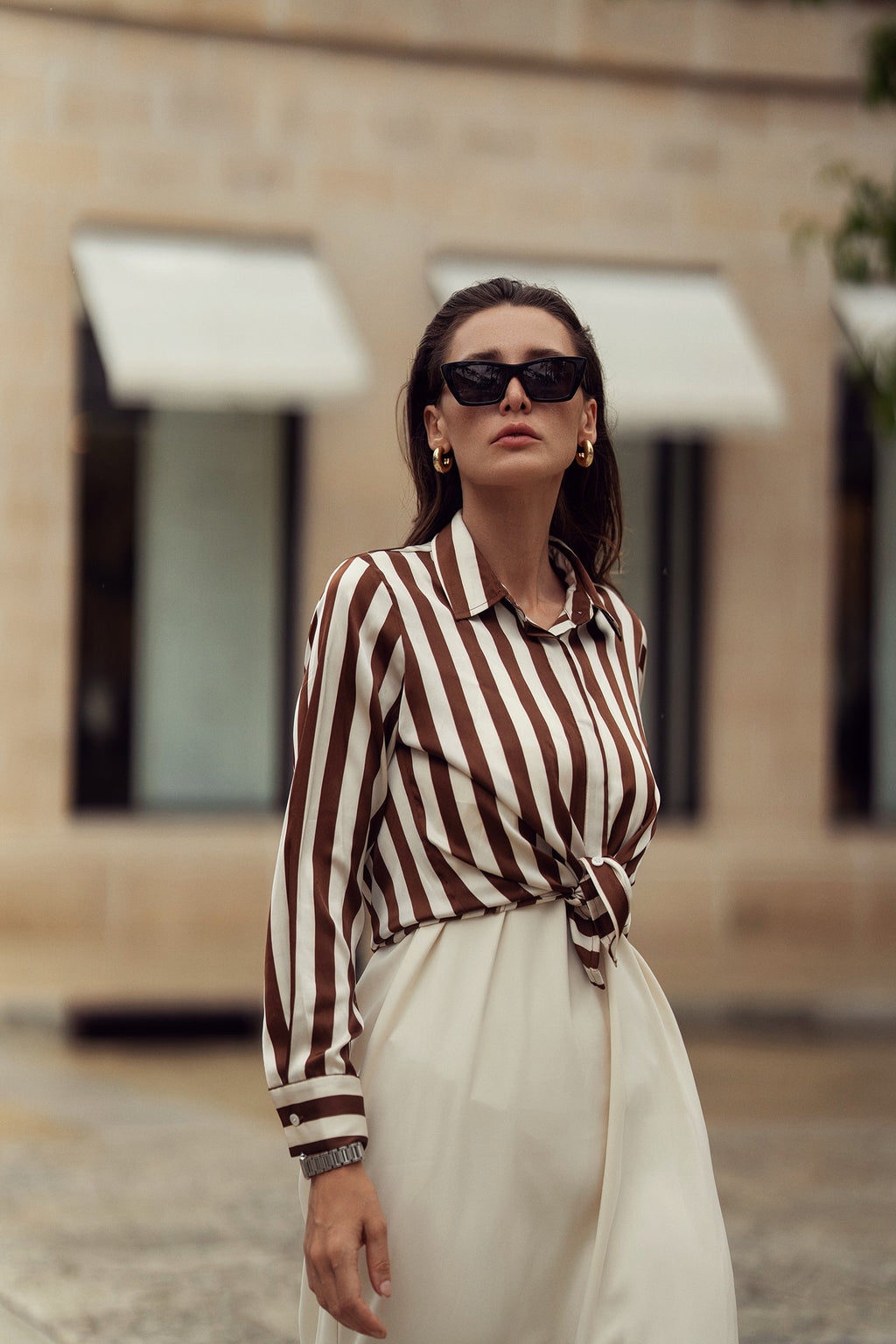 profile-nyc STRIPED  SILKY BLOUSE — main product shot