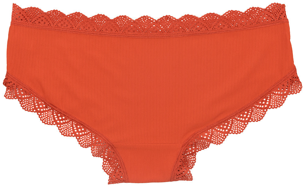 Love Libby Panties Pretty Red Lace-Trim Hipster – Silky & Flattering S–XL — side view
