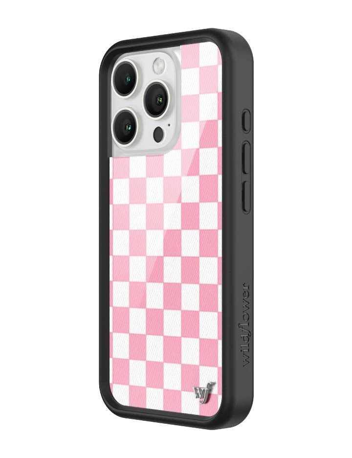 Wildflower Cases Checkers | Pink iPhone Case — flat-lay composition