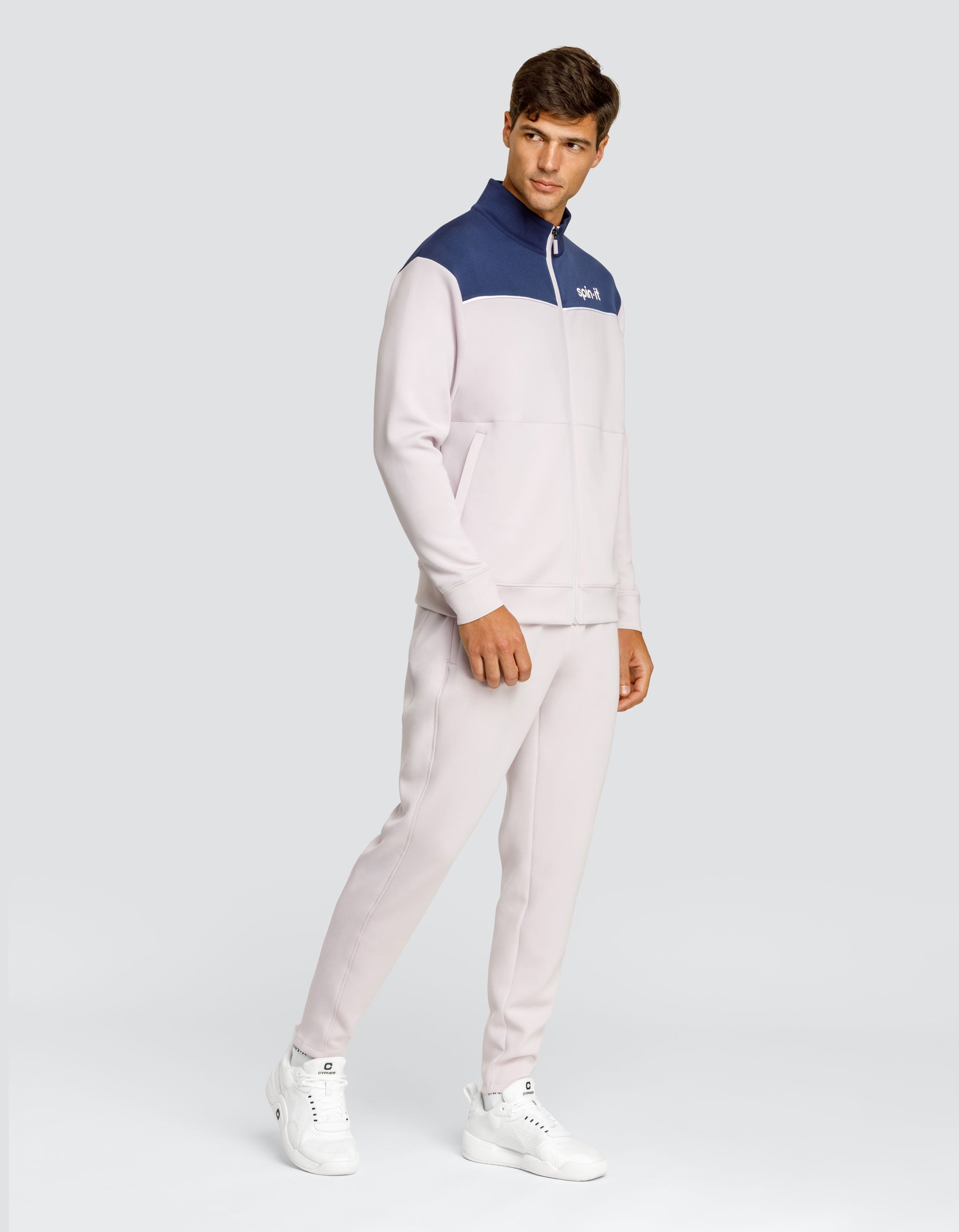 EURO MOCK NECK ZIP FRONT JACKET - MISTY LILAC