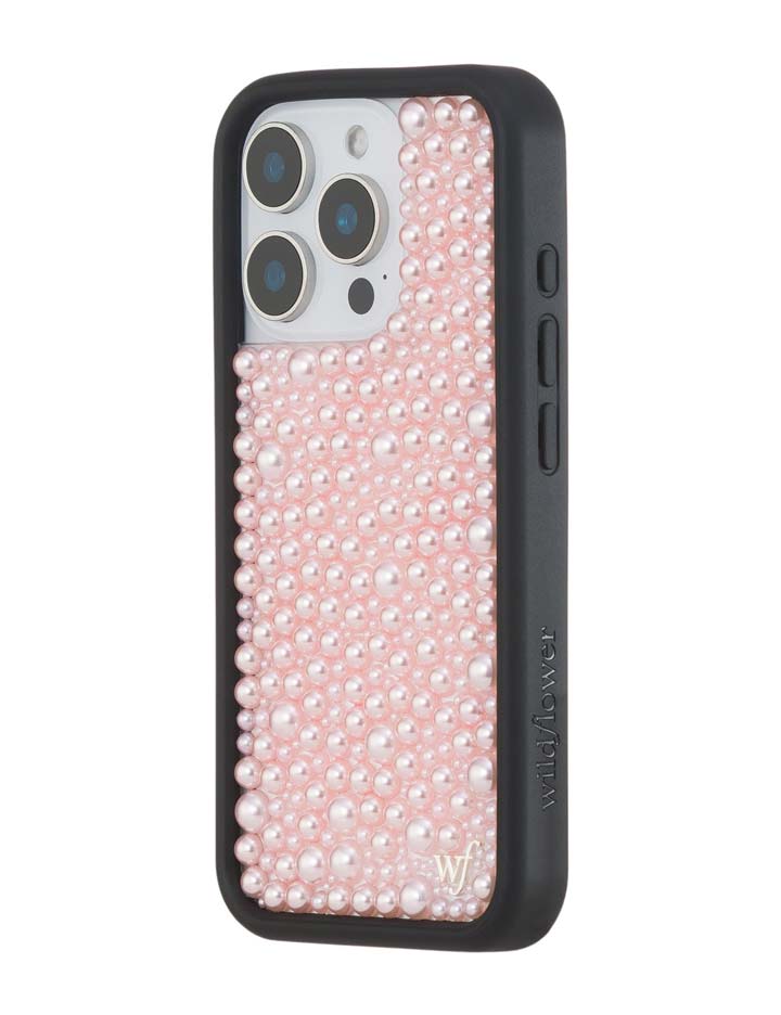Wildflower Cases Pearl | Pink iPhone Case — flat-lay composition