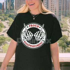 "PROUD DISAPPOINTMENT" Defiant Bone Hand Print Men's Tee - Sarcastic Graphic T-Shirt, Edgy Humor Statement Top