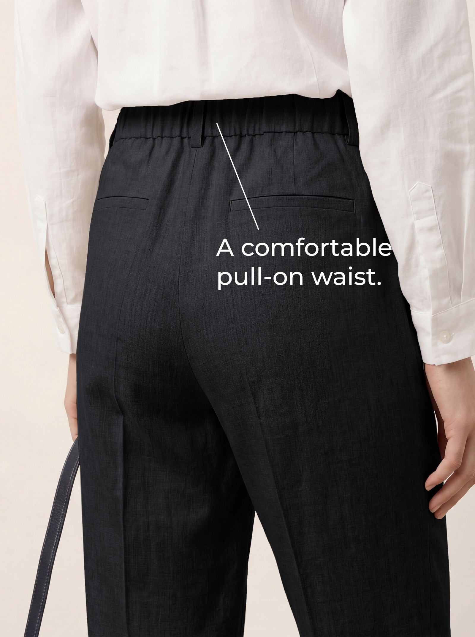 LINTICO Linen Tailored Straight Full Length Pants LANDON — alternative angle