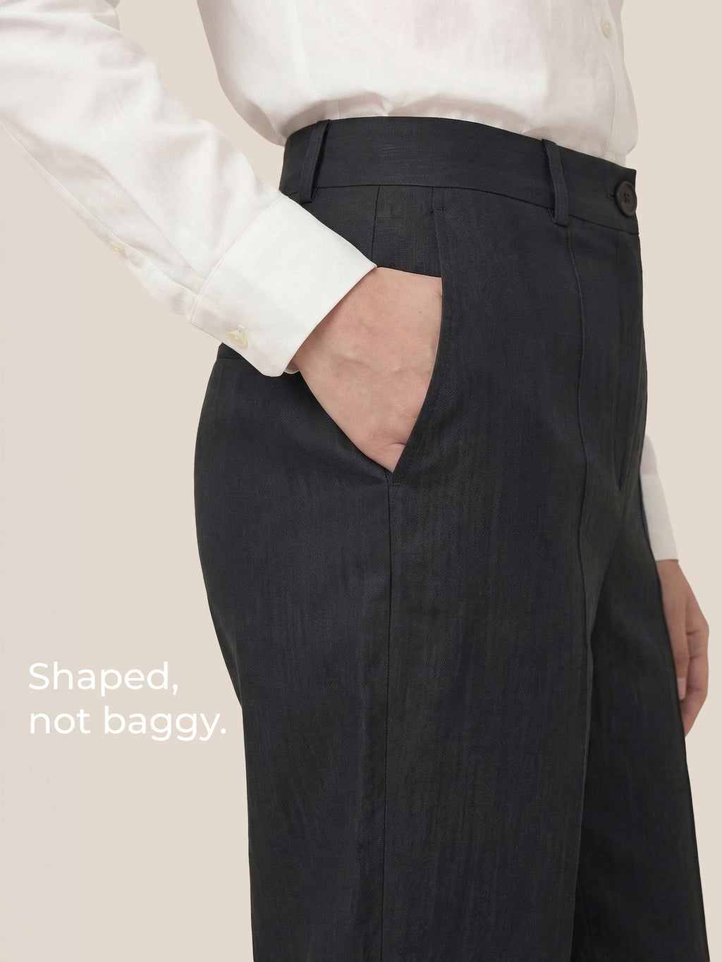 LINTICO Linen Tailored Straight Full Length Pants LANDON — back view