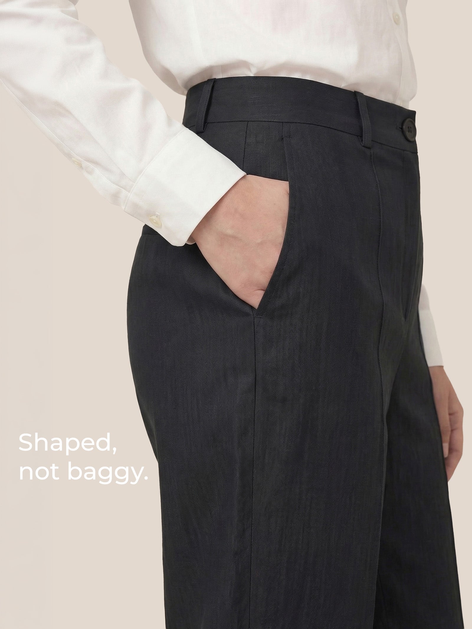 LINTICO Linen Tailored Straight Full Length Pants LANDON — back view