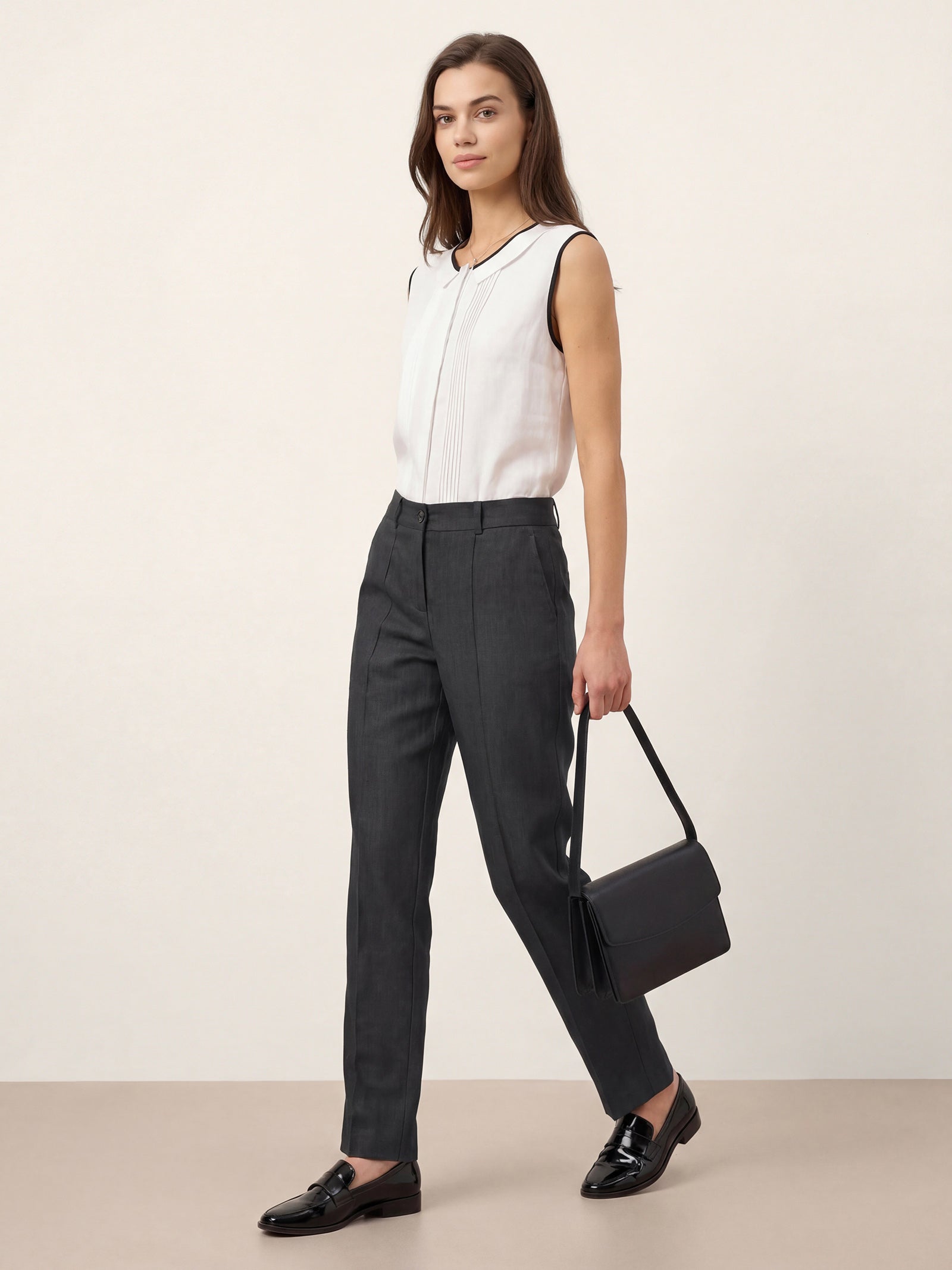 LINTICO Linen Tailored Straight Full Length Pants LANDON — size reference