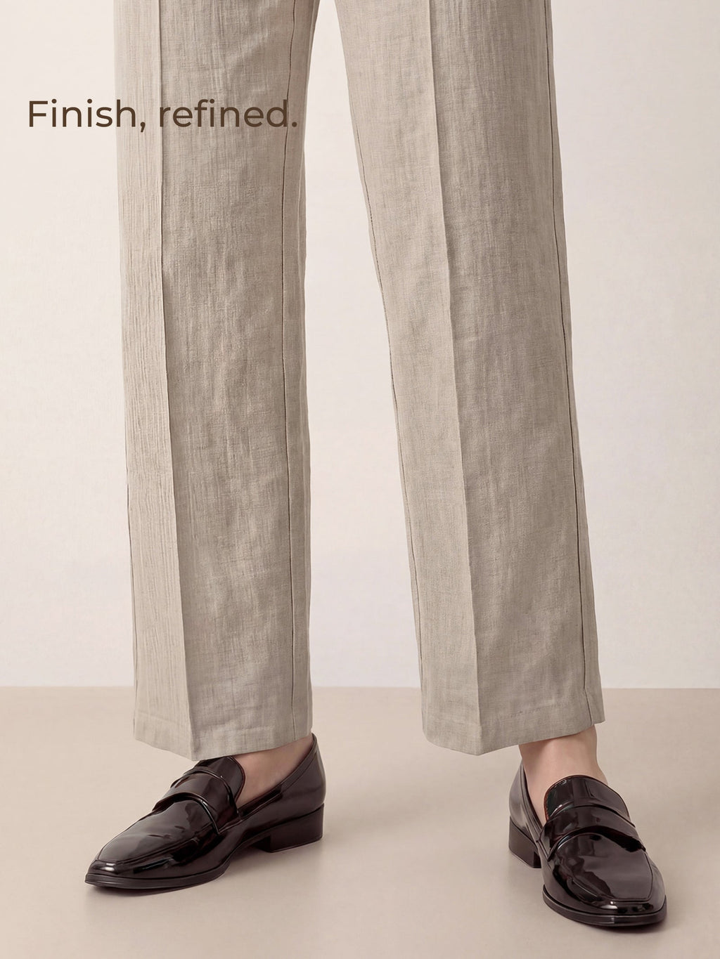 LINTICO Linen Tailored Wide Leg Full Length Pants LEIGHTON — feature highlight