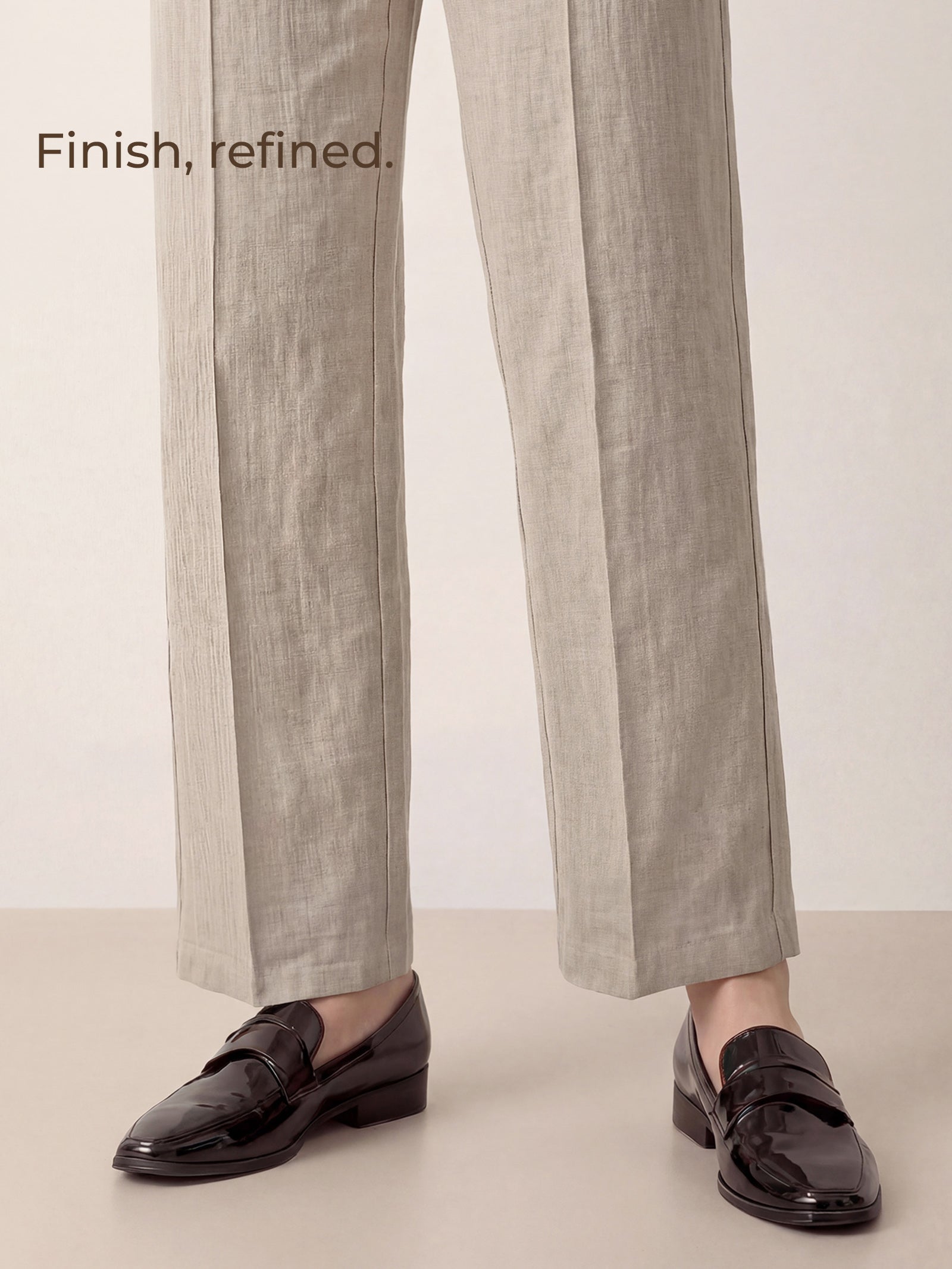 LINTICO Linen Tailored Wide Leg Full Length Pants LEIGHTON — feature highlight