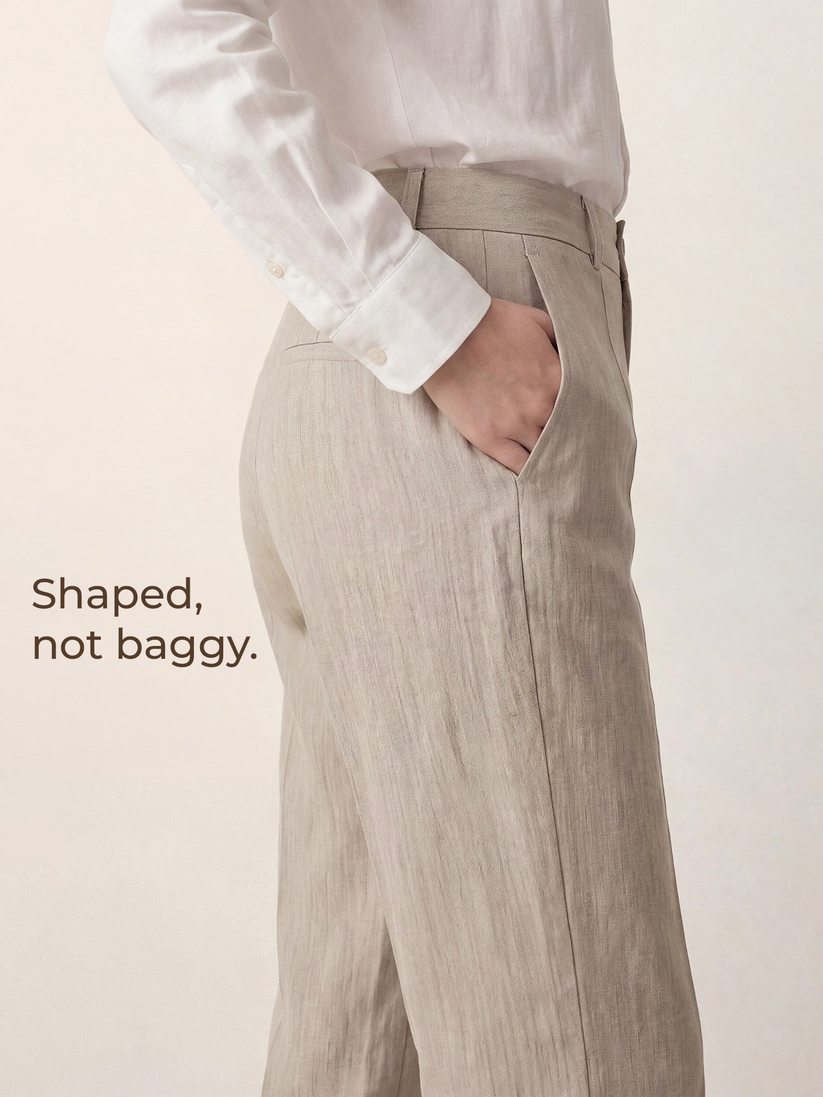LINTICO Linen Tailored Wide Leg Full Length Pants LEIGHTON — comparison shot