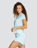 BIJOU BOXY SHORT SLEEVE TOP - BLUE GLOW