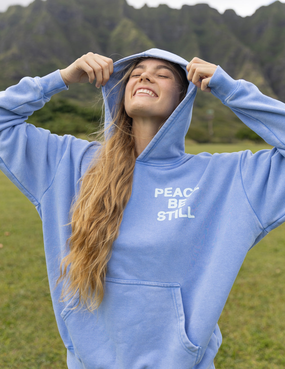 Elevated Faith Peace Be Still Unisex Hoodie — detail close-up