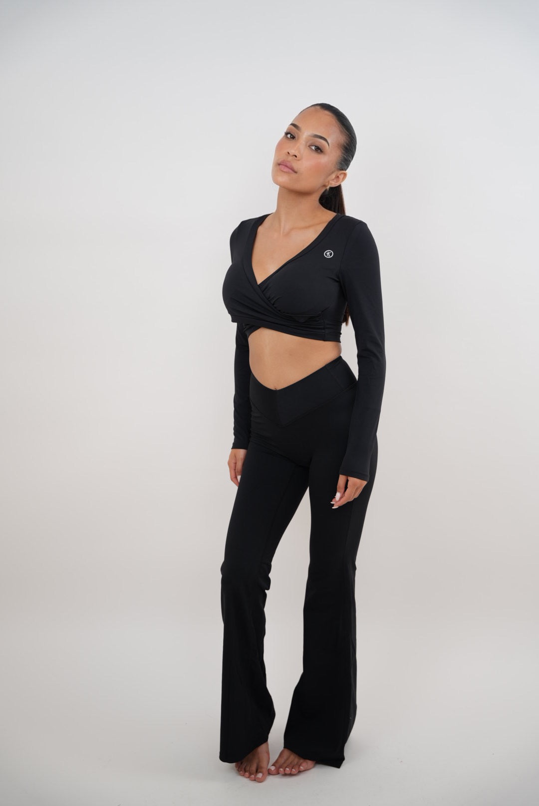 KIMITH BRAND I Am Present Black Stretch Flare Legging — alternative angle