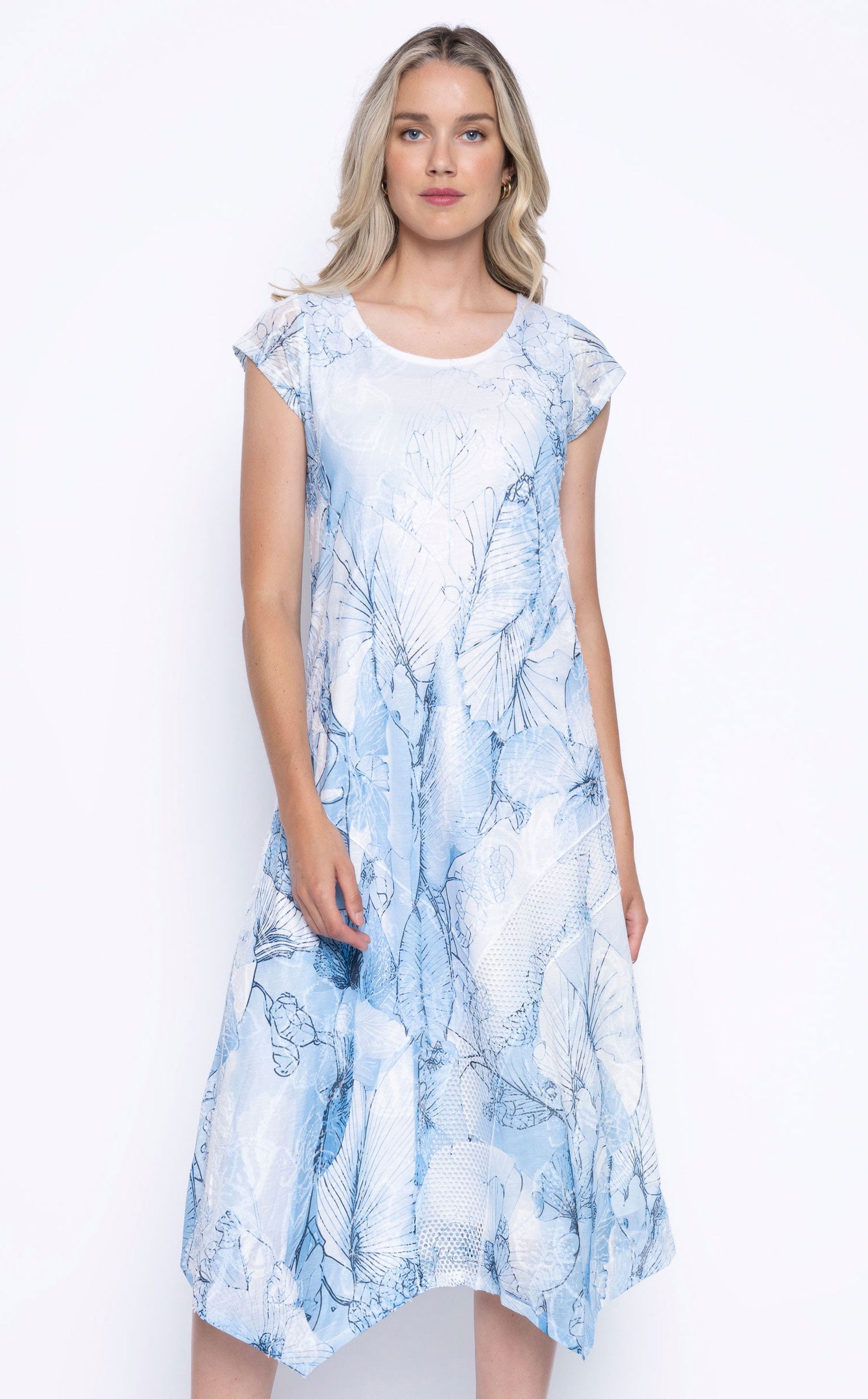 KADOU BOUTIQUE Picadilly Cap Sleeve Floral Midi Dress — main product shot