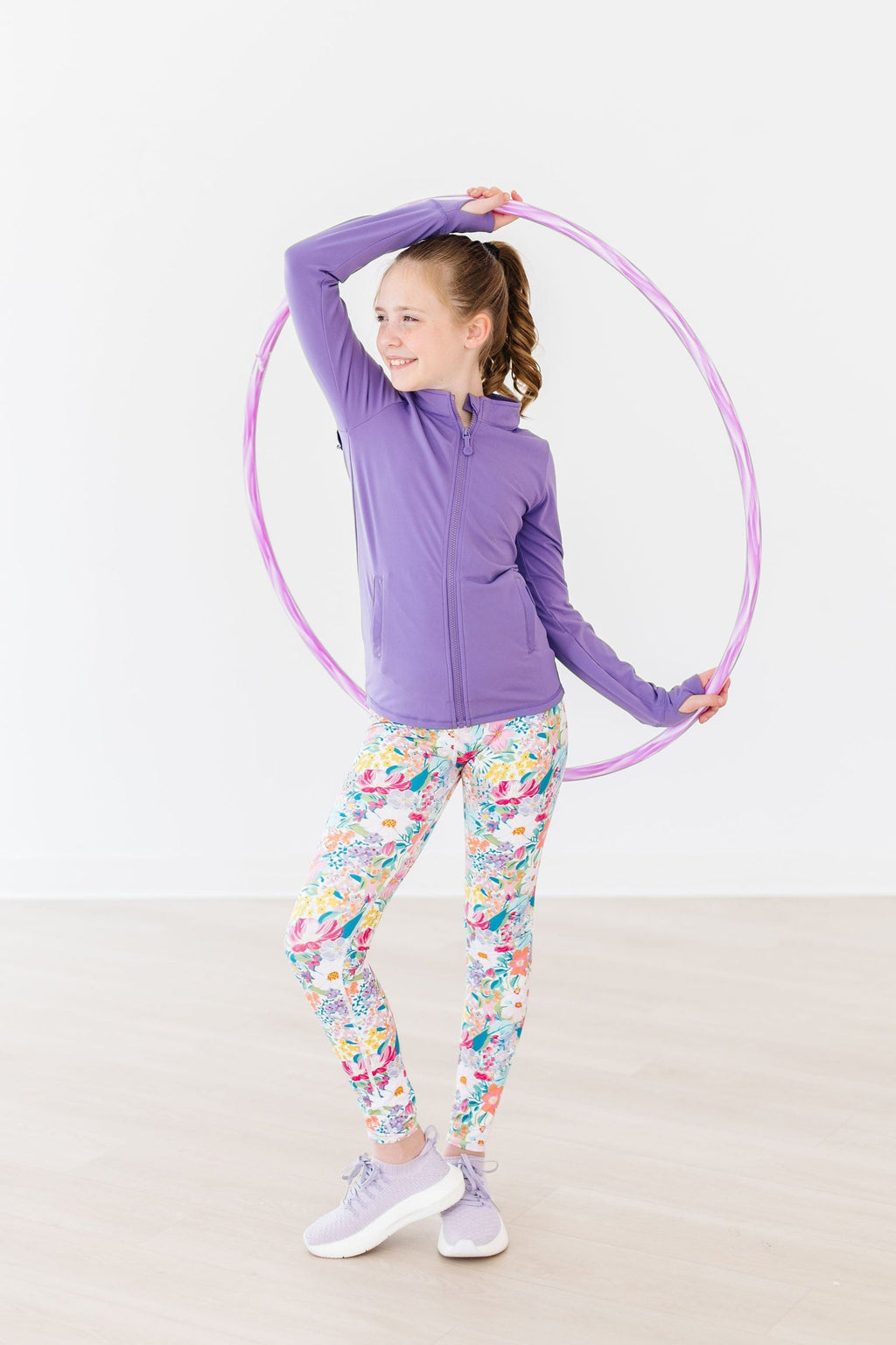 Mila & Rose ® SALE Playful Purple Full-Zip Ruffle Active Jacket — back view