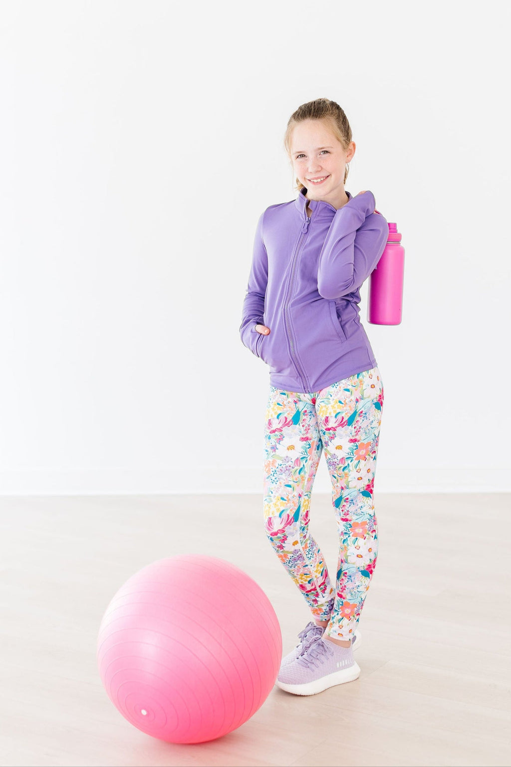 Mila & Rose ® SALE Playful Purple Full-Zip Ruffle Active Jacket — alternative angle