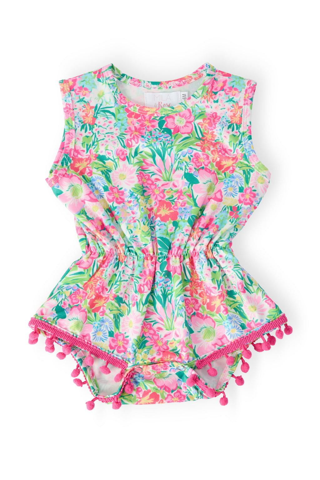 Mila & Rose ® Preppy Petals Pom Pom Romper — main product shot
