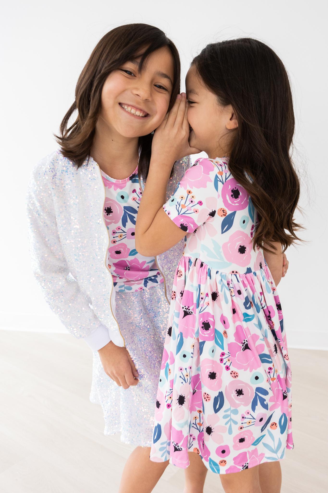 Mila & Rose ® Pretty in Purple S/S Ruffle Tee — back view