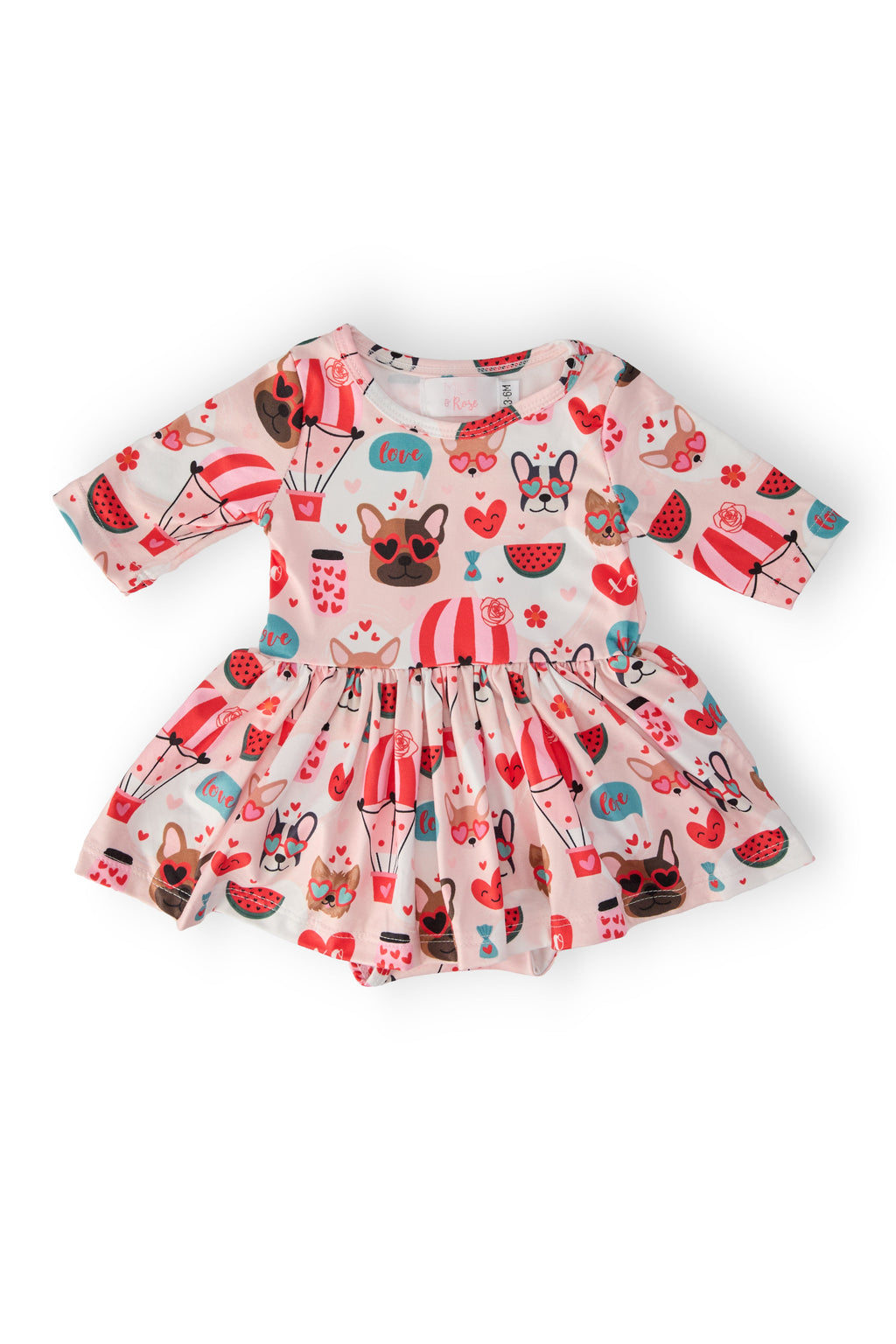 Mila & Rose ® Puppy Love 3/4 Sleeve Twirl Bodysuit — main product shot
