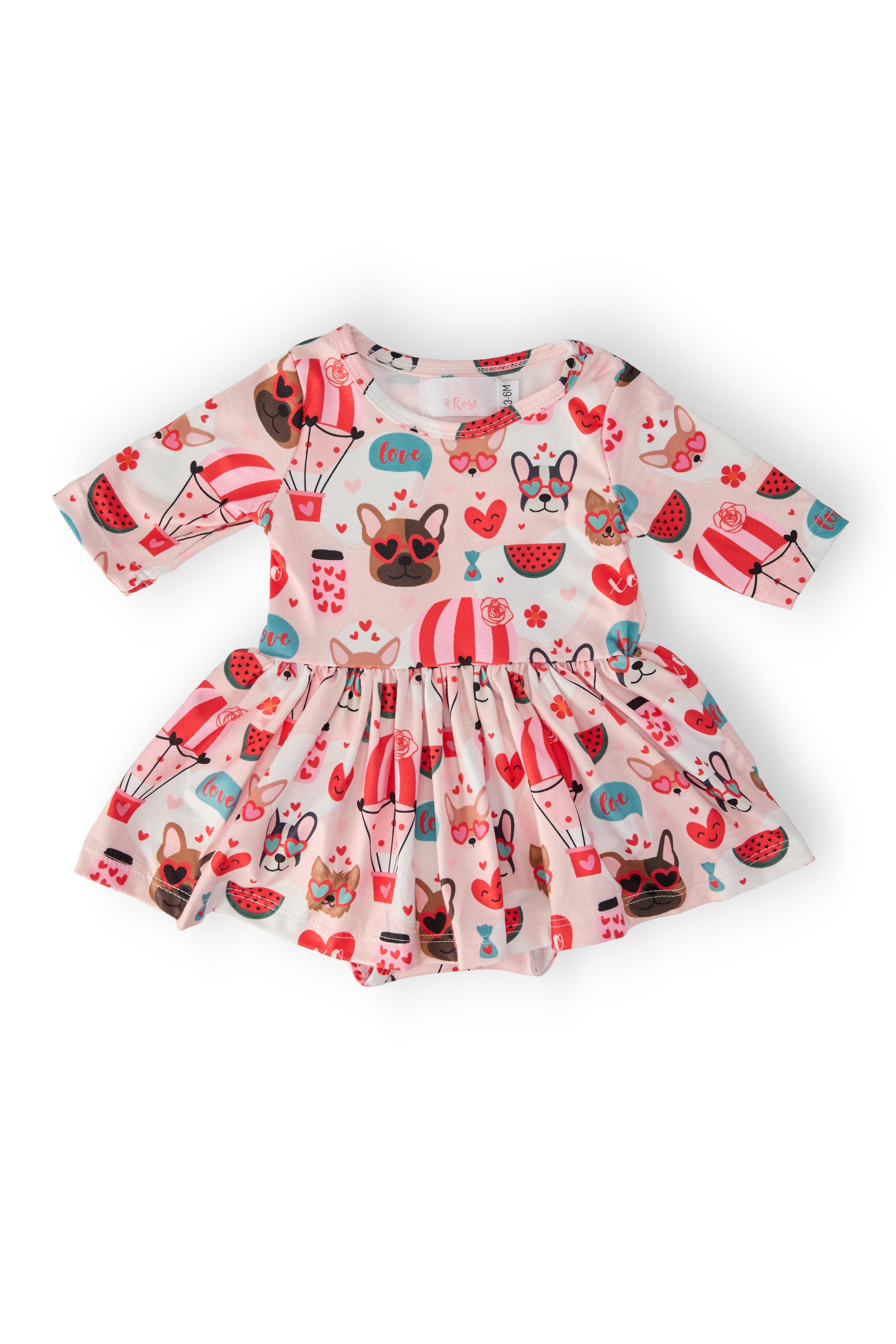 Mila & Rose ® Puppy Love 3/4 Sleeve Twirl Bodysuit — main product shot