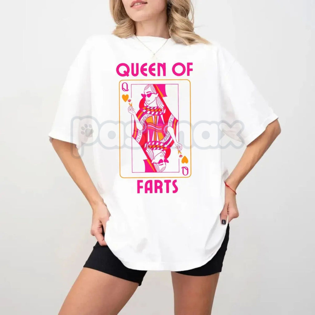 Pasimax "Queen of Farts" Funny Joke T-Shirt - Inappropriate Fart Humor Tee, Sarcastic Prank Gift for Her, Hilarious Crown Gra