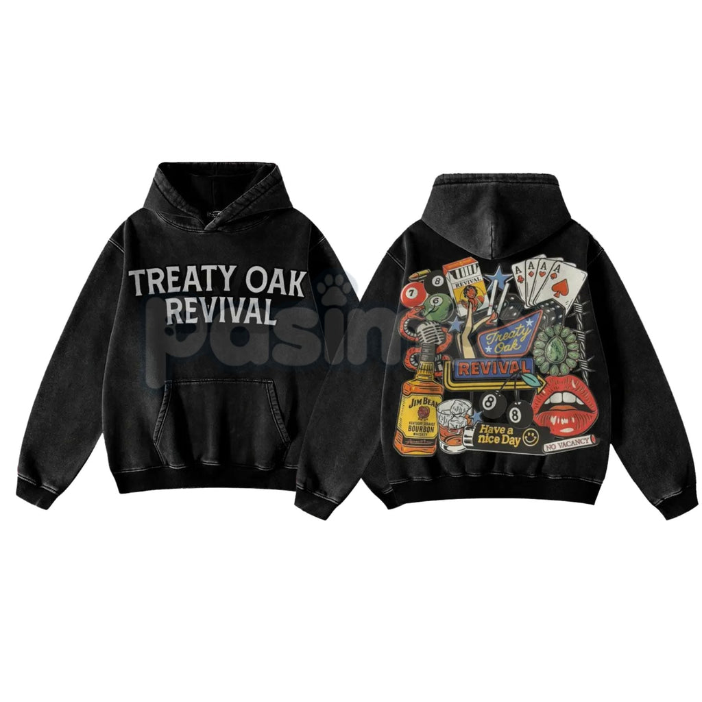 Pasimax Retro Treaty Oak Revival Western Hoodie – Vintage Washed Pullover, Classic Americana Streetwear — main product shot