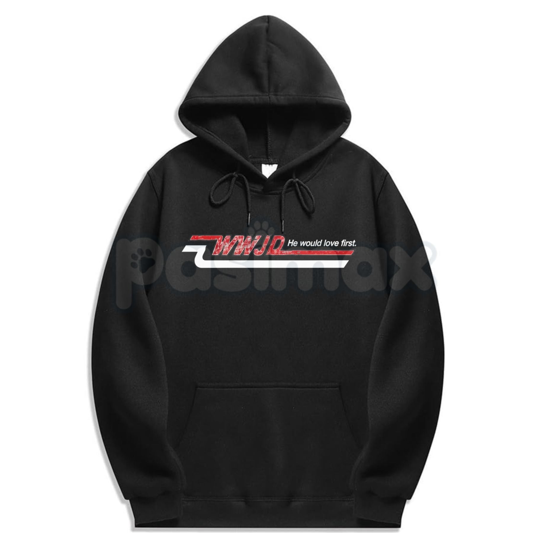 Pasimax Retro WWJD Skater Style Hoodie – 90s Aesthetic Christian Streetwear, Oversized Y2K Faith Pullover, Unisex — main prod