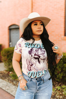 Lucky & Blessed Rodeo Queen Aztec Printed Short Sleeve Shirt Plus Size