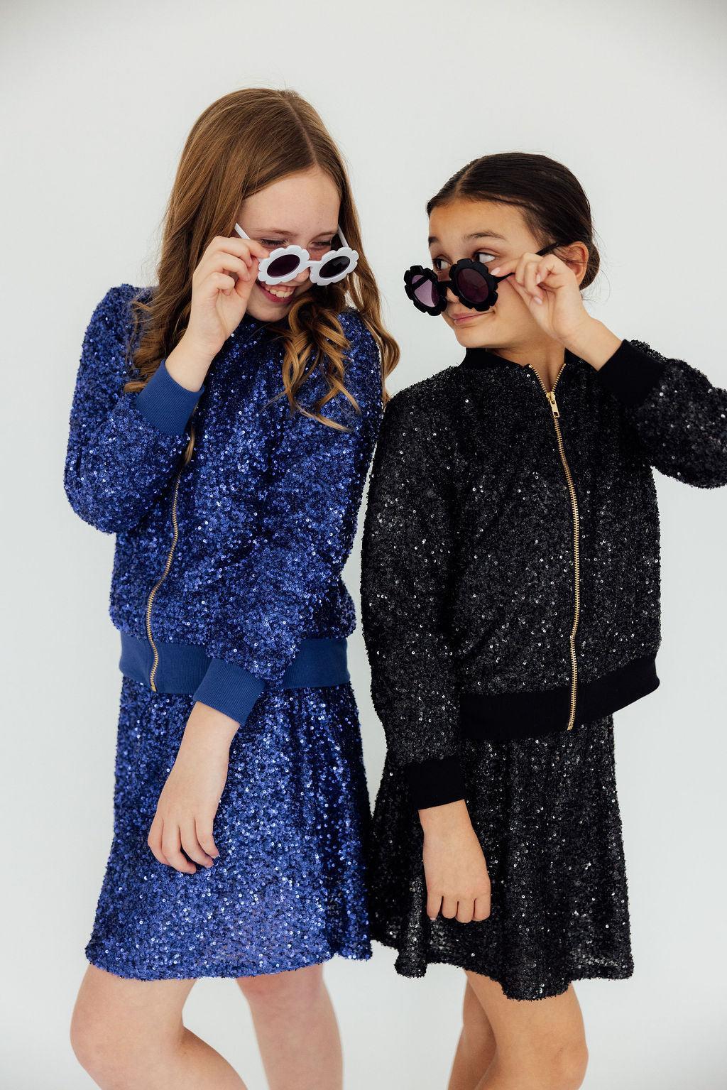 Mila & Rose ® Royal Blue Sequin Jacket — detail close-up