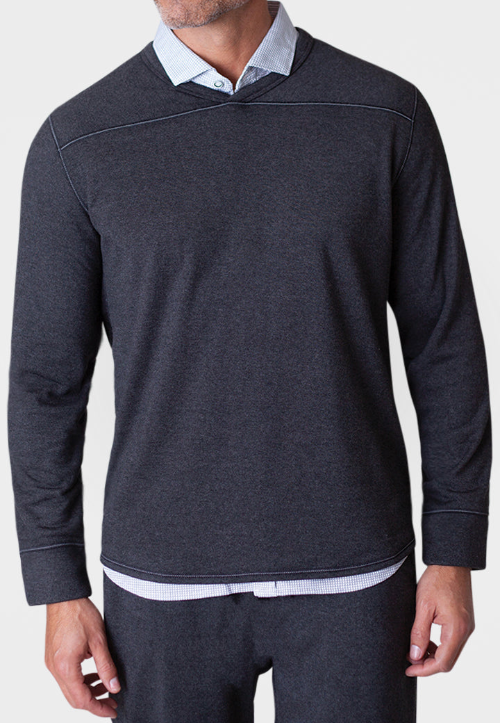 Buki Rugvee Pullover V-Neck Sweatshirt - Charcoal Grey — side view