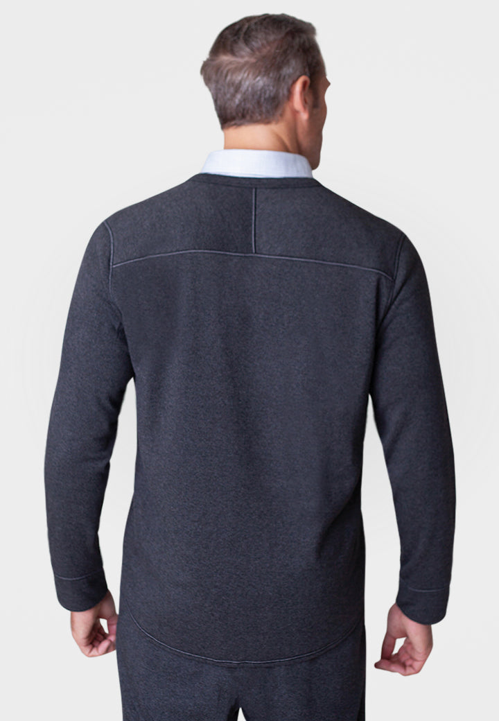 Buki Rugvee Pullover V-Neck Sweatshirt - Charcoal Grey — back view